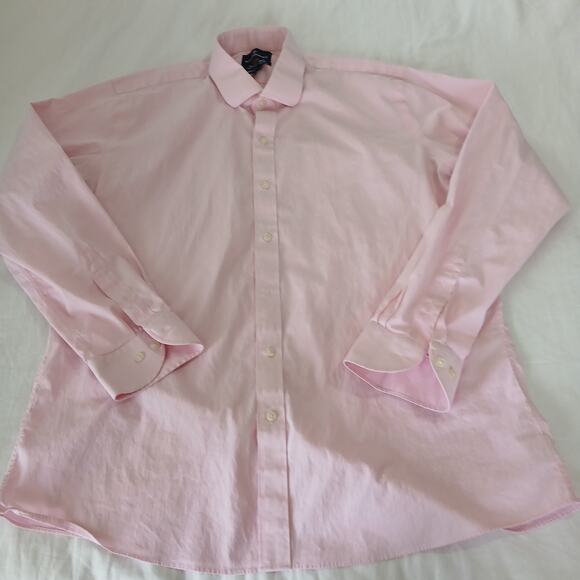 Set of 2 Buttoned Down LS Cotton Stretch Dress shirts SZ 171/2 35 slim blue/pink - Picture 12 of 16